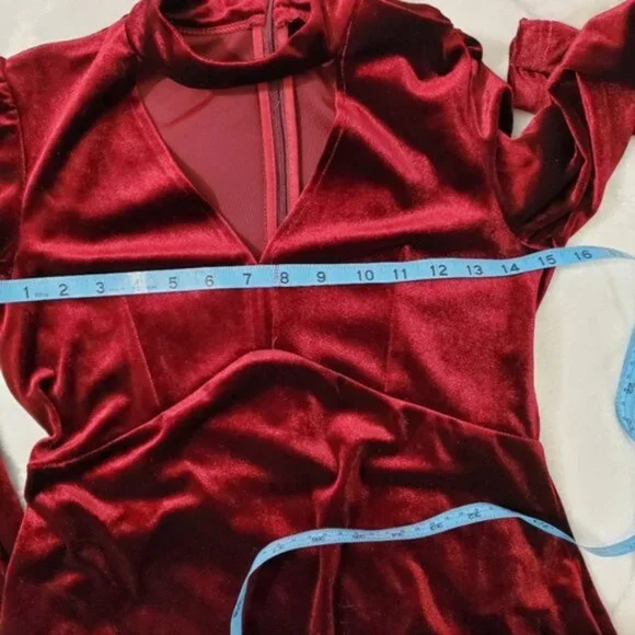 Romeo & Juliet Couture Burgundy Velvet Choker Dress Sz S - Picture 14 of 14